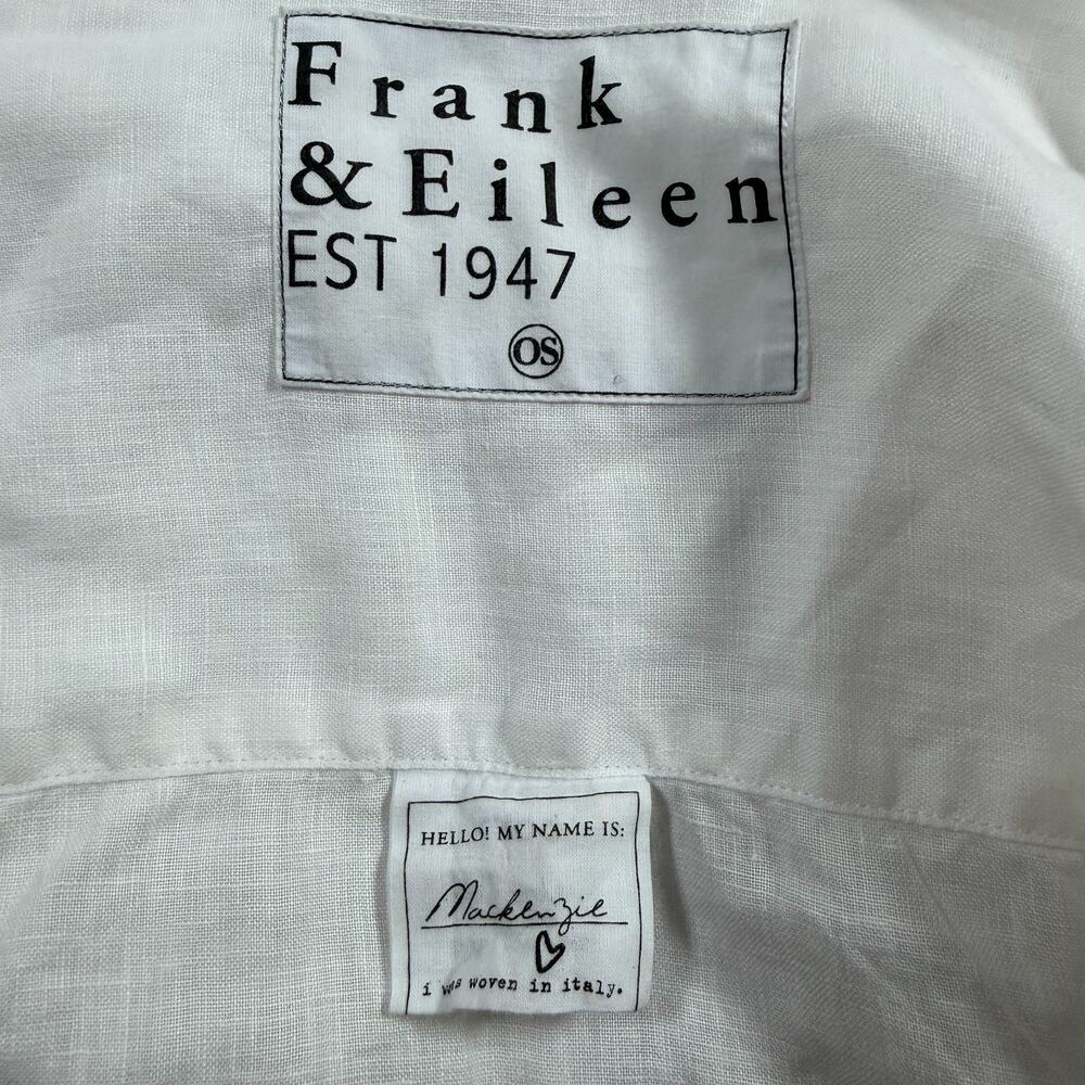 Frank & Eileen White 100% Linen Oversized Long Sleeve Shirt OS Mackenzie - Picture 6 of 10